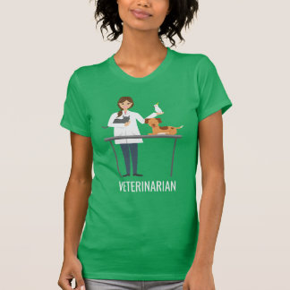 Veterinarian Woman With Animals &amp; Text T-Shirt