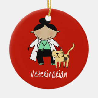 Veterinarian Woman with Cat Personalized Ceramic Ornament