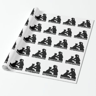 Veterinarian woman wrapping paper