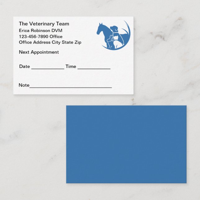 Veterinary Animal Doctor Appointment Cards (Front/Back)