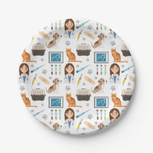 Veterinary Animal Doctor Medical Vet DVM Pattern Paper Plates