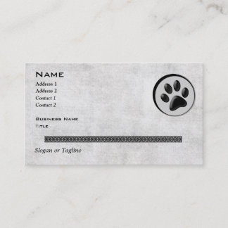 Veterinary Animal Logo with Black and White Paw Business Card