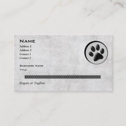 Veterinary Animal Logo with Black and White Paw Business Cards