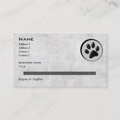 Customizable Veterinary Animal Logo with Black and White Paw Business Cards