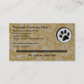 Veterinary Animal Logo with Black and White Paw Business Card