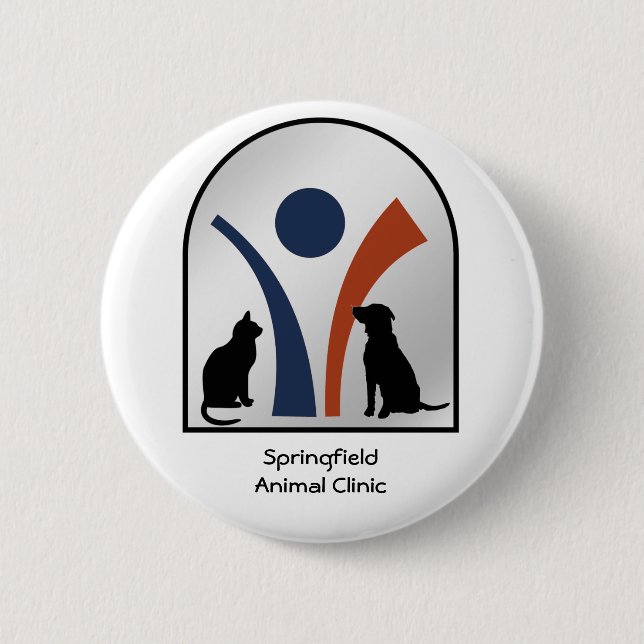Veterinary Animal Logo with Cat and Dog Button (Front)