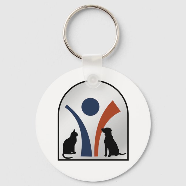 Veterinary Animal Logo with Cat and Dog Keychain (Front)