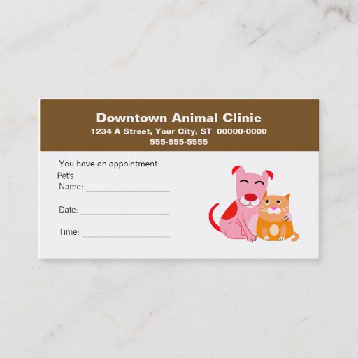 Customizable Veterinary Appointment Card Business Card Templates