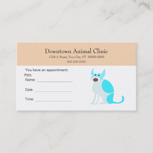 Veterinary Appointment Card Business Card Template