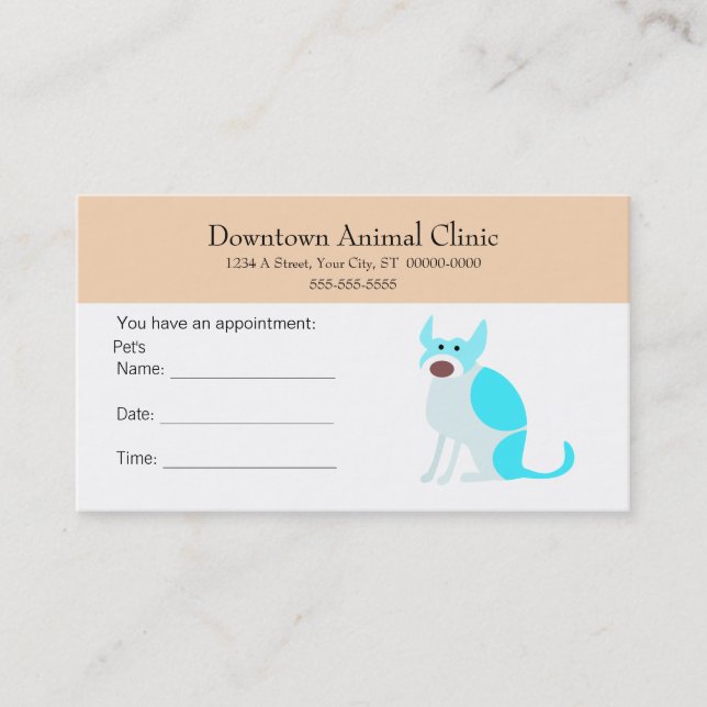 Veterinary Appointment Card (Front)