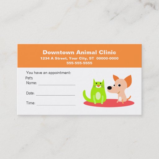 Customizable Veterinary Appointment Card Business Card Templates