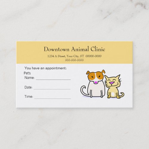 Veterinary Appointment Card Business Cards