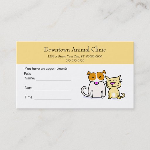 Customizable Veterinary Appointment Card Business Cards