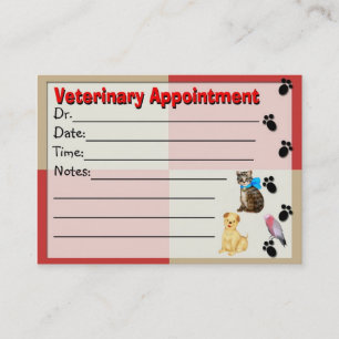 Veterinary Appointment reminder Card