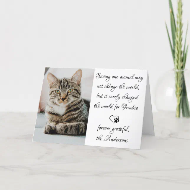 Veterinary Appreciation Pet Photo Veterinarian Thank You Card | Zazzle