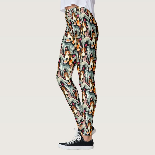 Veterinary Assistant Cats Dogs Pattern Leggings (Left)
