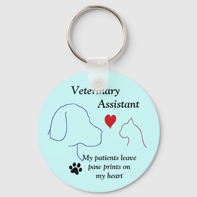 Veterinary Assistant - Paw Prints on My Heart #2 Keychain (Front)