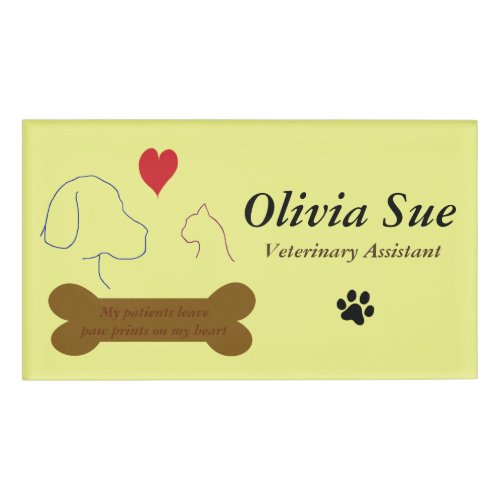 Veterinary Assistant Paw Prints On My Heart 4 Name Tag