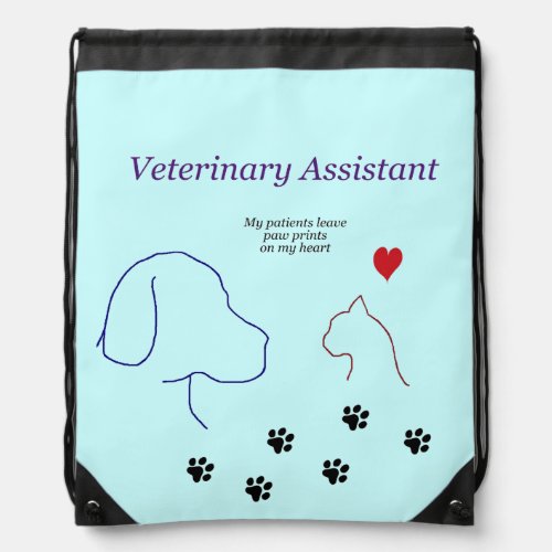 Veterinary Assistant_Paw Prints on My Heart  Draws Drawstring Bag