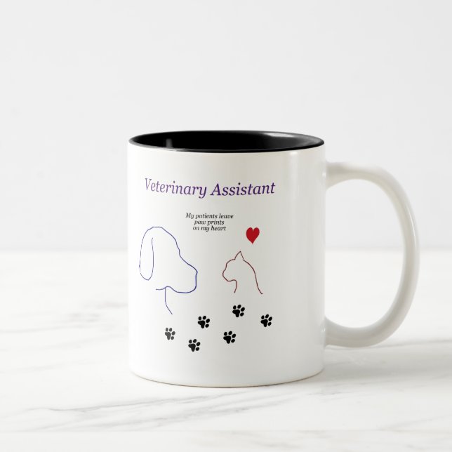 Veterinary Assistant-Paw Prints on My Heart Two-Tone Coffee Mug (Right)