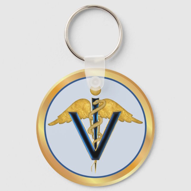Veterinary Caduceus Keychain (Front)