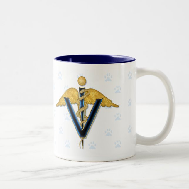 Veterinary Caduceus Two-Tone Coffee Mug (Right)