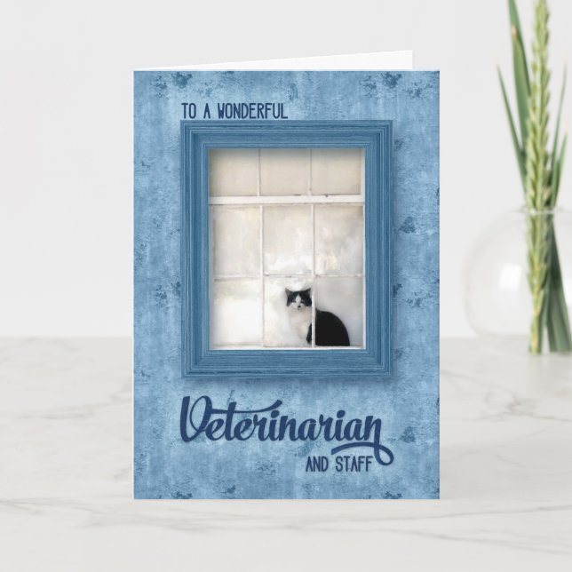 Veterinary Cat on a Window Sill Letterpress Thank You Card (Front)