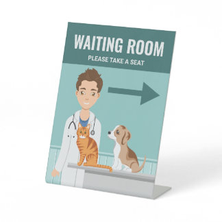 Veterinary Clinic Animal Hospital Waiting Lobby Pedestal Sign