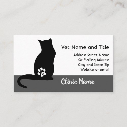 Veterinary Clinic Business Card Cat Silhouette