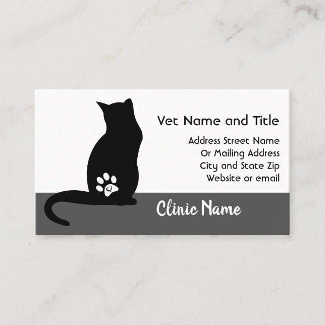 Veterinary Clinic Business Card Cat Silhouette (Front)