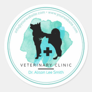 Veterinary Clinic Cross Veterinarian  Classic Round Sticker