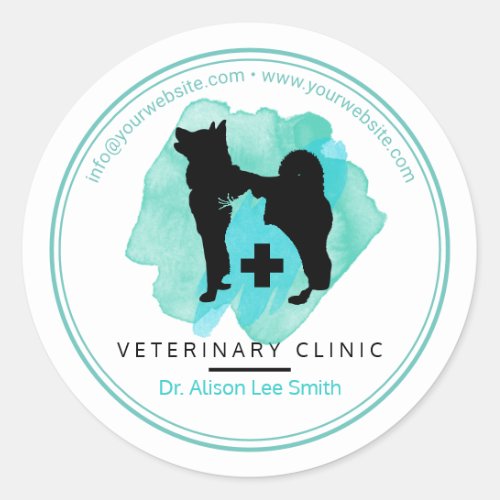 Veterinary Clinic Cross Veterinarian  Classic Round Sticker