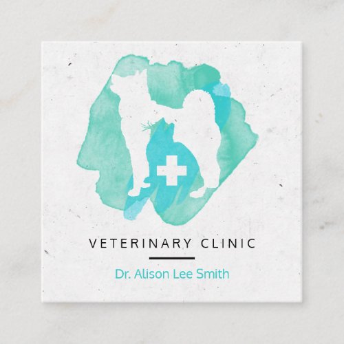 Veterinary Clinic Cross Veterinarian  Square Business Card