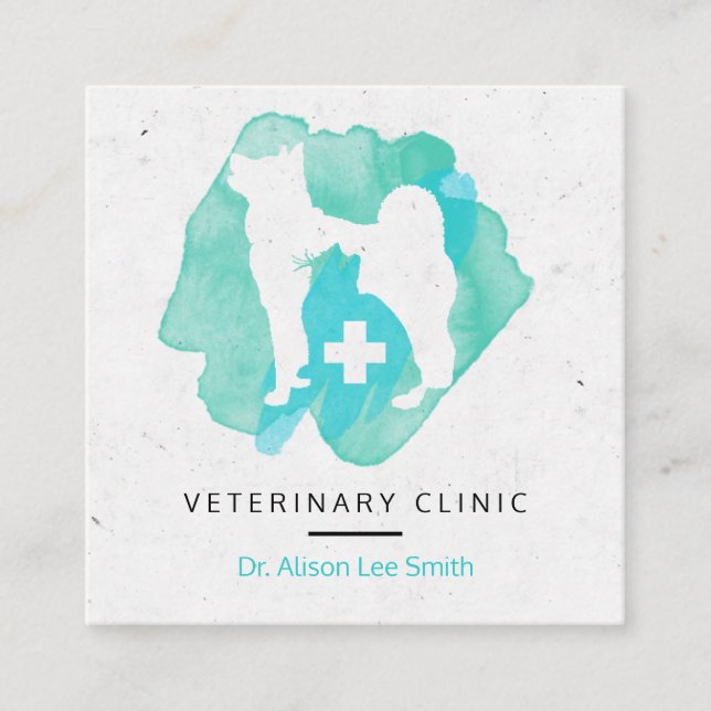 Veterinary Clinic Cross Veterinarian  Square Business Card (Front)