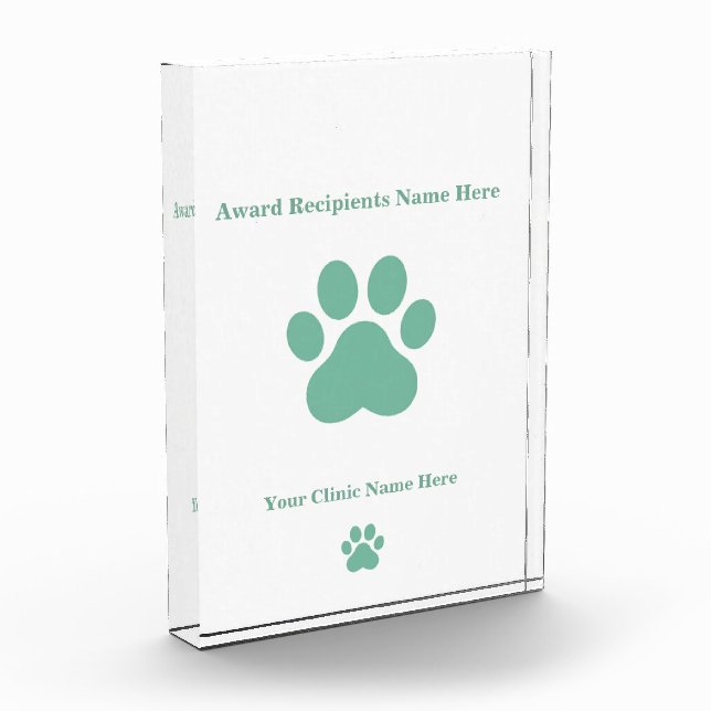 Veterinary Clinic Custom Name & Logo Acrylic Award (Left)