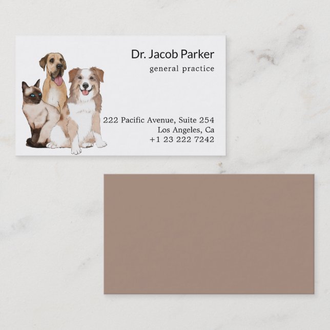 Veterinary Clinic Dogs & Cat  Business Card (Front/Back)
