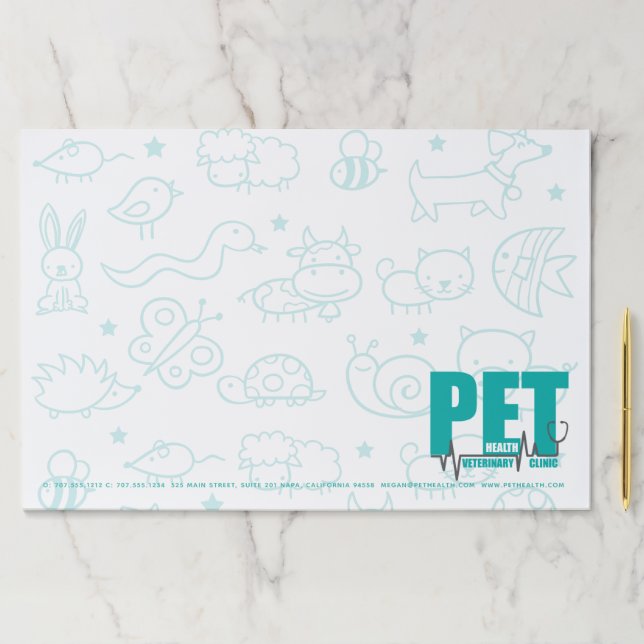 Veterinary Clinic Modern Blue doodle Paper Pad (Insitu)