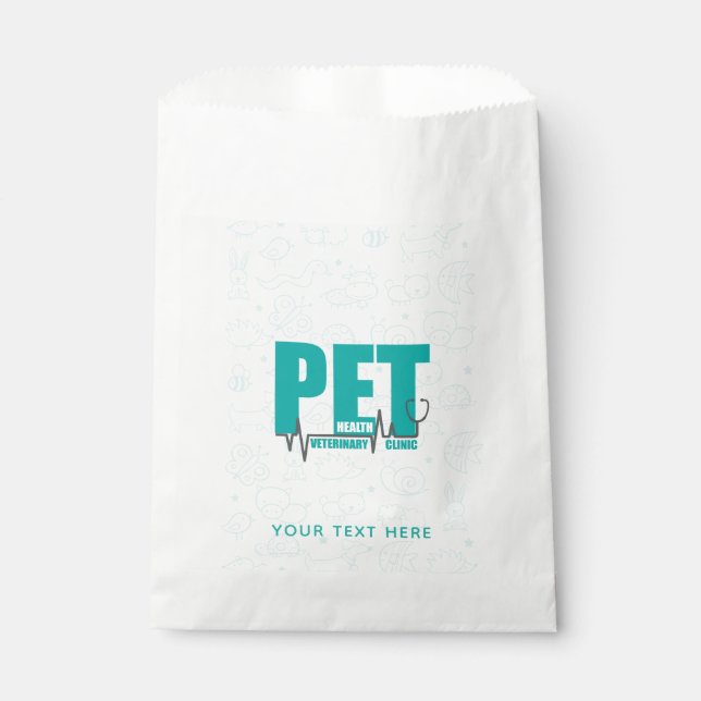 Veterinary Clinic Modern Blue Logo Favor Bag (Front)