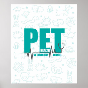 Veterinary Clinic Modern Blue Promotional Poster