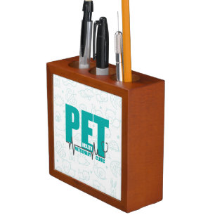 Veterinary Clinic Modern Teal doodle Logo Desk Organizer