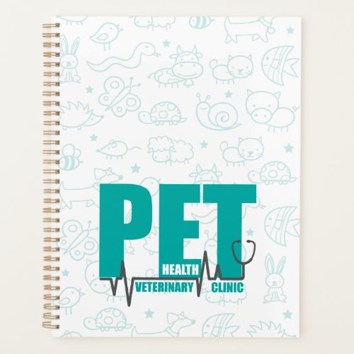 Veterinary Clinic Modern Teal doodle Logo Planner