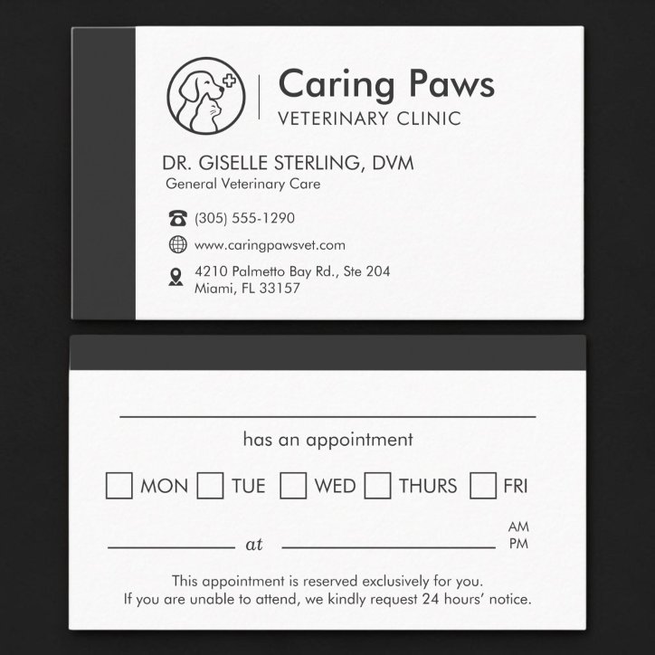 Veterinary Clinic Pet Appointment Reminder Business Card
