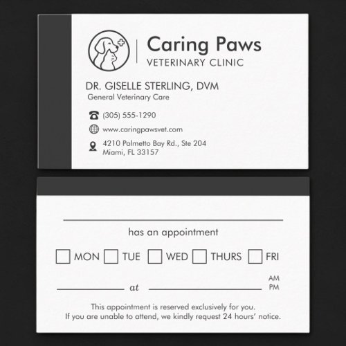 Veterinary Clinic Pet Appointment Reminder   Card