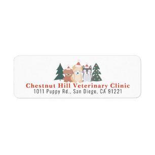Veterinary Clinic Pet Business Christmas Address Label