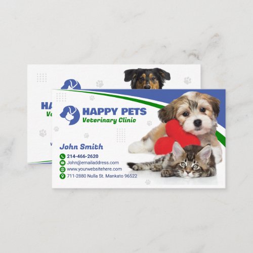 Veterinary Clinic Pet care Vet Animal Doctor Business Card