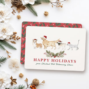 Veterinary Clinic Pet Sitter Business Christmas Holiday Card