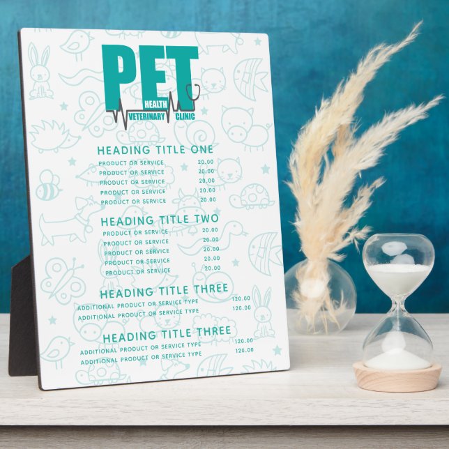 Veterinary Clinic Pricing & Services Plaque (Side)