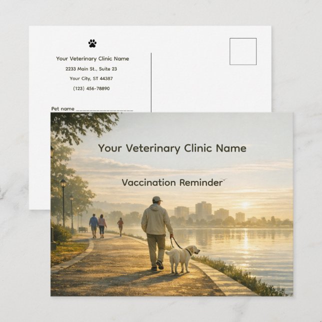 Veterinary Clinic Vaccination Reminder Postcard (Front/Back)