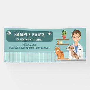 Veterinary Clinic Vet Man Animal Hospital Welcome Banner