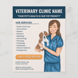 Veterinary Clinic Vet Services Animal Care Custom Flyer